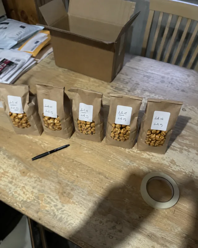 Labeled popcorn bags
